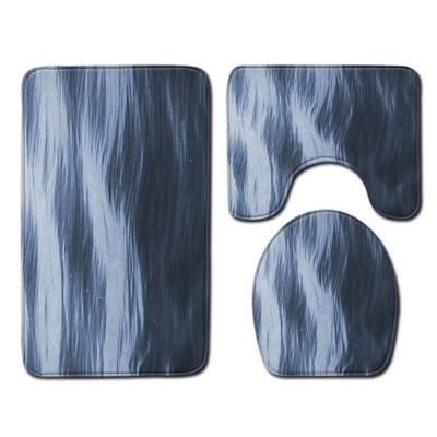 Zeegle 3 kom/set Kupaonski tepih sa slikovitim uzorkom Neklizajući set prostirki za kupaonicu Mekana flanelska kupaonska prostirka Navlaka za WC sjedalo Kupaonska prostirka