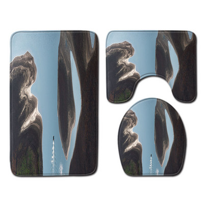 Zeegle 3 kom/set Kupaonski tepih sa slikovitim uzorkom Neklizajući set prostirki za kupaonicu Mekana flanelska kupaonska prostirka Navlaka za WC sjedalo Kupaonska prostirka