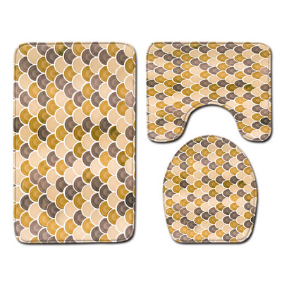 Zeegle 3 kom/set Kupaonski tepih sa slikovitim uzorkom Neklizajući set prostirki za kupaonicu Mekana flanelska kupaonska prostirka Navlaka za WC sjedalo Kupaonska prostirka