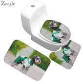 Zeegle 3gab vannasistabas paklāju komplekts pret slīdēšanu vannas kāju paklājiņš dušas paklājiņš absorbējošs tualetes pjedestāls paklājs flaneļa mīksts tualetes sēdekļa pārvalks