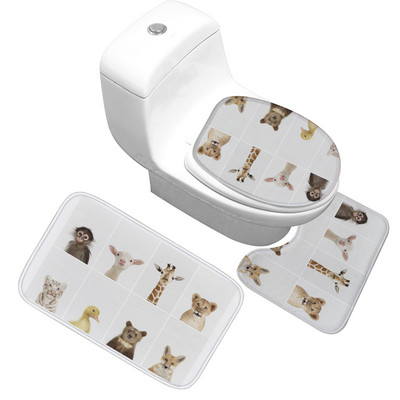 Zeegle 3gab vannasistabas paklāju komplekts pret slīdēšanu vannas kāju paklājiņš dušas paklājiņš absorbējošs tualetes pjedestāls paklājs flaneļa mīksts tualetes sēdekļa pārvalks