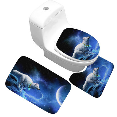 Zeegle 3gab vannasistabas paklāju komplekts pret slīdēšanu vannas kāju paklājiņš dušas paklājiņš absorbējošs tualetes pjedestāls paklājs flaneļa mīksts tualetes sēdekļa pārvalks