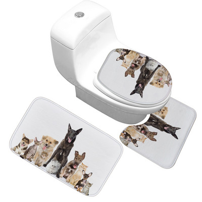 Zeegle 3gab vannasistabas paklāju komplekts pret slīdēšanu vannas kāju paklājiņš dušas paklājiņš absorbējošs tualetes pjedestāls paklājs flaneļa mīksts tualetes sēdekļa pārvalks