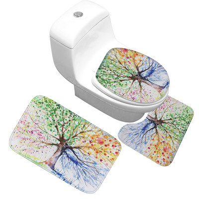 Zeegle 3gab vannasistabas paklāju komplekts pret slīdēšanu vannas kāju paklājiņš dušas paklājiņš absorbējošs tualetes pjedestāls paklājs flaneļa mīksts tualetes sēdekļa pārvalks