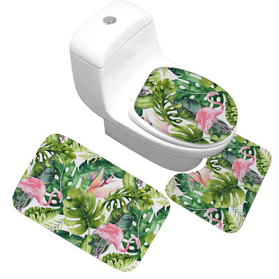 Zeegle 3gab vannasistabas paklāju komplekts pret slīdēšanu vannas kāju paklājiņš dušas paklājiņš absorbējošs tualetes pjedestāls paklājs flaneļa mīksts tualetes sēdekļa pārvalks