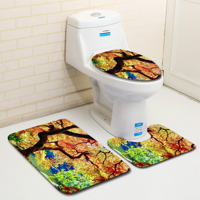 Zeegle 3Pcs set kupaonskih prostirki Protuklizna kupaonska podna prostirka od mikrovlakana Kupaonske prostirke Navlaka za WC sjedalo Podnožje Tepih Set mekanih prostirki