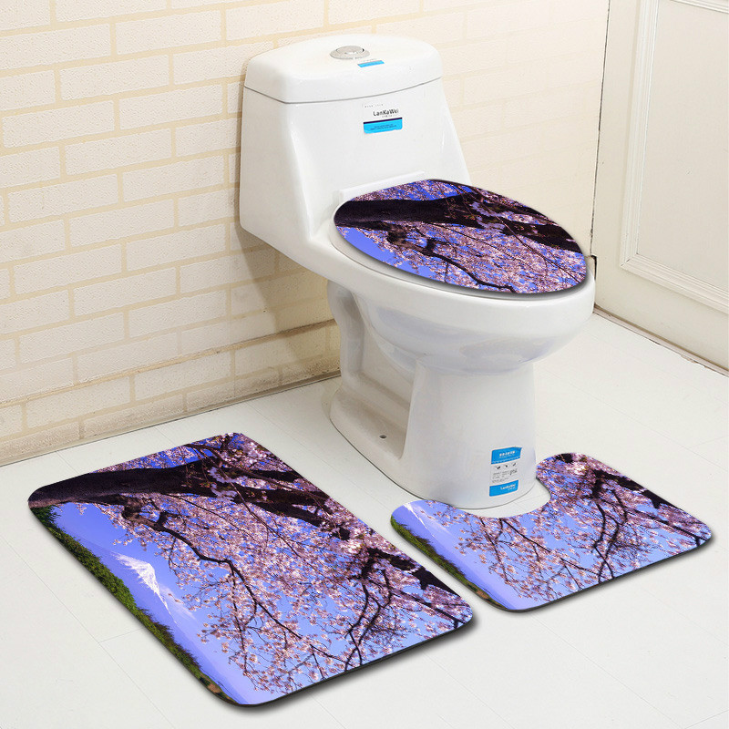 Zeegle 3Pcs set kupaonskih prostirki Protuklizna kupaonska podna prostirka od mikrovlakana Kupaonske prostirke Navlaka za WC sjedalo Podnožje Tepih Set mekanih prostirki