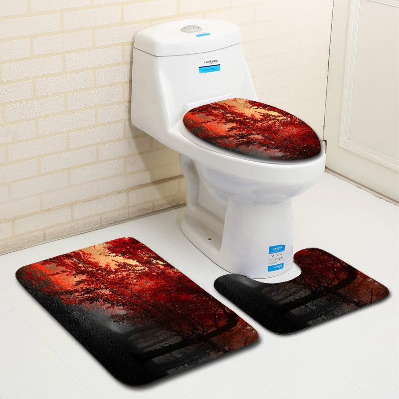 Zeegle 3Pcs set kupaonskih prostirki Protuklizna kupaonska podna prostirka od mikrovlakana Kupaonske prostirke Navlaka za WC sjedalo Podnožje Tepih Set mekanih prostirki