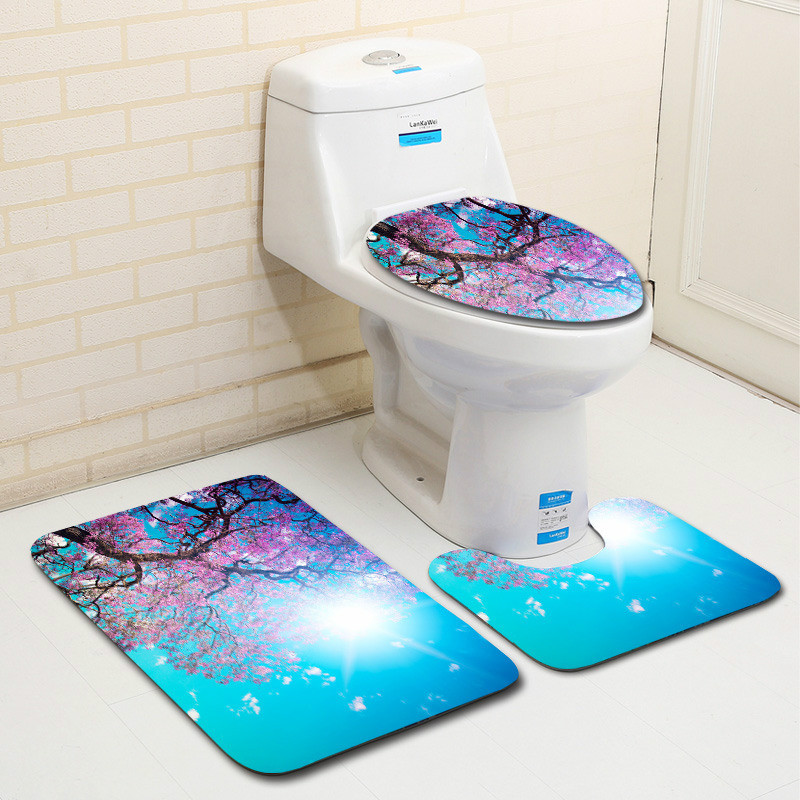 Zeegle 3Pcs set kupaonskih prostirki Protuklizna kupaonska podna prostirka od mikrovlakana Kupaonske prostirke Navlaka za WC sjedalo Podnožje Tepih Set mekanih prostirki