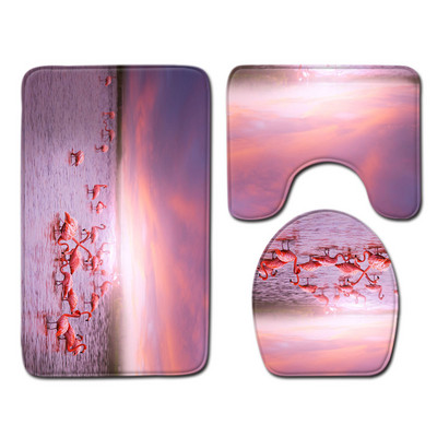 Zeegle kreativni set prostirki za kupaonicu Set kupaonskih prostirki od flanela Upijajući kupaonski otirač WC dekoracija Poklopac navlaka za WC školjku