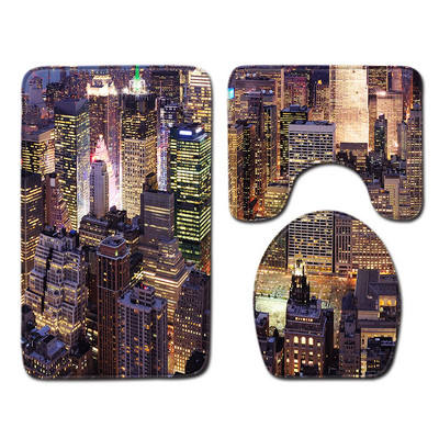 Zeegle kreativni set prostirki za kupaonicu Set kupaonskih prostirki od flanela Upijajući kupaonski otirač WC dekoracija Poklopac navlaka za WC školjku