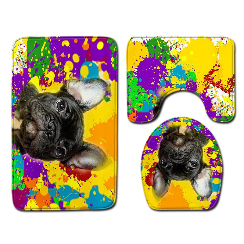 Zeegle kreativni set prostirki za kupaonicu Set kupaonskih prostirki od flanela Upijajući kupaonski otirač WC dekoracija Poklopac navlaka za WC školjku