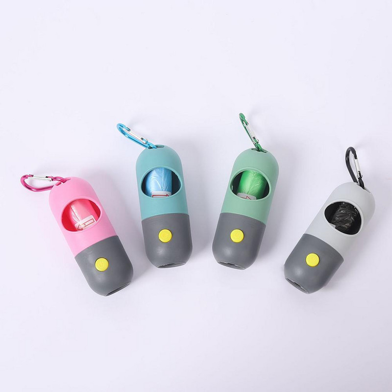 Mājdzīvnieku kaķu suņu izkārnījumu maisiņu kaste ar Led gaismas pārnēsājamo kasti Atkritumu uzglabāšanas dozators Suņu kakas maisiņu turētājs Mājdzīvnieku piederumi