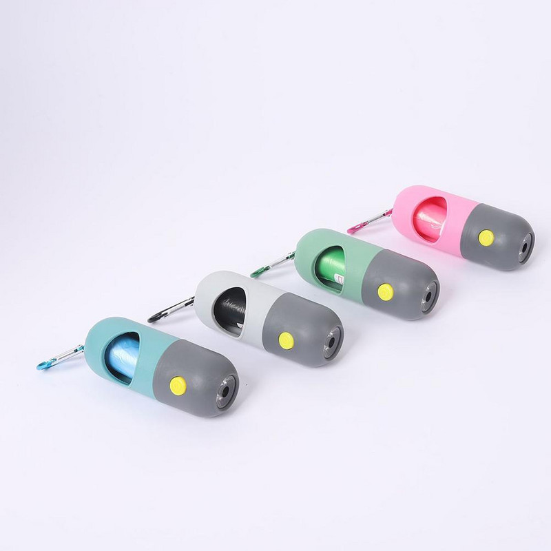 Mājdzīvnieku kaķu suņu izkārnījumu maisiņu kaste ar Led gaismas pārnēsājamo kasti Atkritumu uzglabāšanas dozators Suņu kakas maisiņu turētājs Mājdzīvnieku piederumi