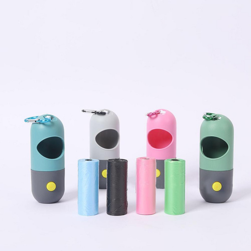 Mājdzīvnieku kaķu suņu izkārnījumu maisiņu kaste ar Led gaismas pārnēsājamo kasti Atkritumu uzglabāšanas dozators Suņu kakas maisiņu turētājs Mājdzīvnieku piederumi