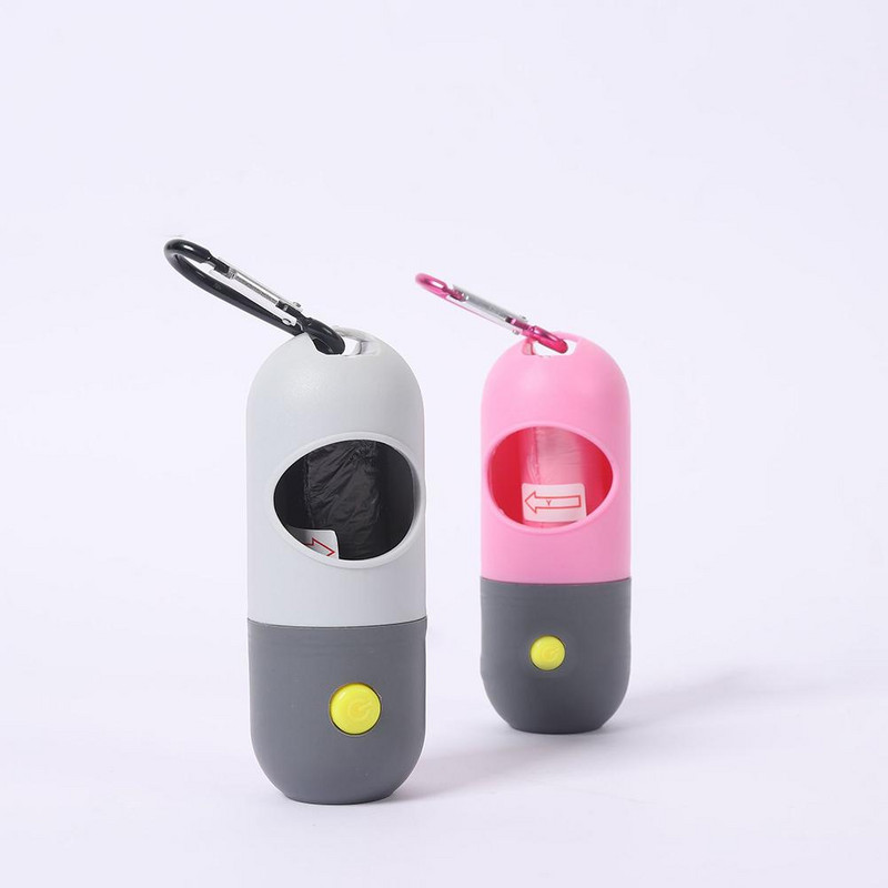 Mājdzīvnieku kaķu suņu izkārnījumu maisiņu kaste ar Led gaismas pārnēsājamo kasti Atkritumu uzglabāšanas dozators Suņu kakas maisiņu turētājs Mājdzīvnieku piederumi