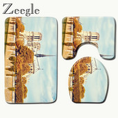 Zeegle Notre Dame de Paris Set kupaonskih prostirki s printom Protuklizna navlaka za WC sjedalo Otirač za kupaonicu Kućni toaletni tepih Prostirke za tuš