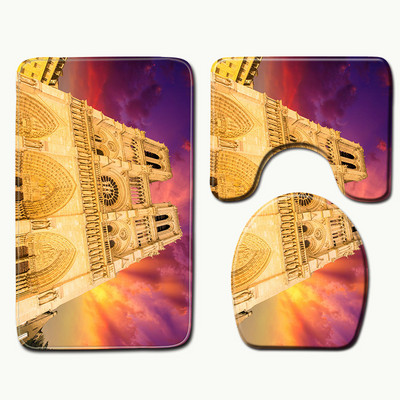 Zeegle Notre Dame de Paris Set kupaonskih prostirki s printom Protuklizna navlaka za WC sjedalo Otirač za kupaonicu Kućni toaletni tepih Prostirke za tuš