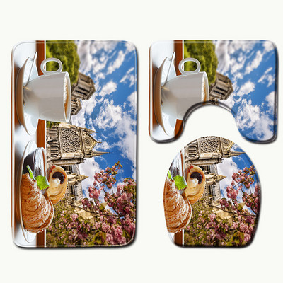 Zeegle Notre Dame de Paris Set kupaonskih prostirki s printom Protuklizna navlaka za WC sjedalo Otirač za kupaonicu Kućni toaletni tepih Prostirke za tuš