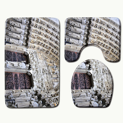 Zeegle Notre Dame de Paris Set kupaonskih prostirki s printom Protuklizna navlaka za WC sjedalo Otirač za kupaonicu Kućni toaletni tepih Prostirke za tuš