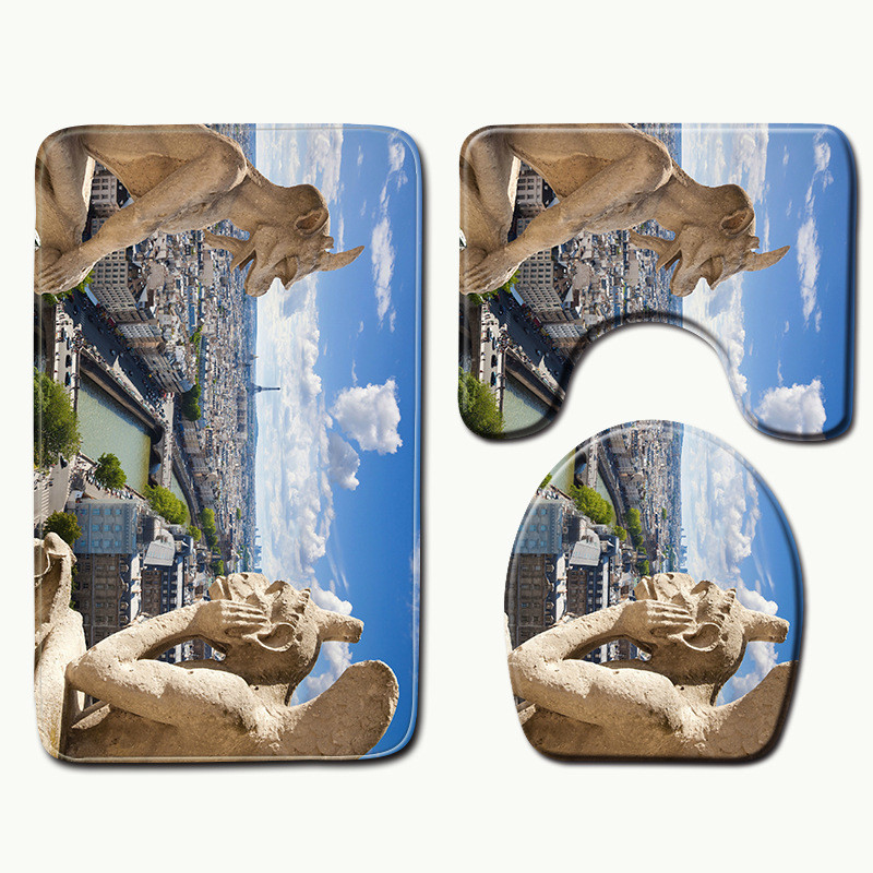 Zeegle Notre Dame de Paris Set kupaonskih prostirki s printom Protuklizna navlaka za WC sjedalo Otirač za kupaonicu Kućni toaletni tepih Prostirke za tuš