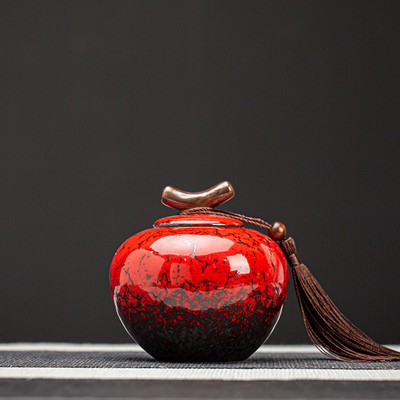 Mājdzīvnieku urnas keramikas pelnu katla krāsns mazā mini uzglabāšanas tvertnē Retro radošā keramikas pods kremēšana dzīvnieku pelnu memoriāls