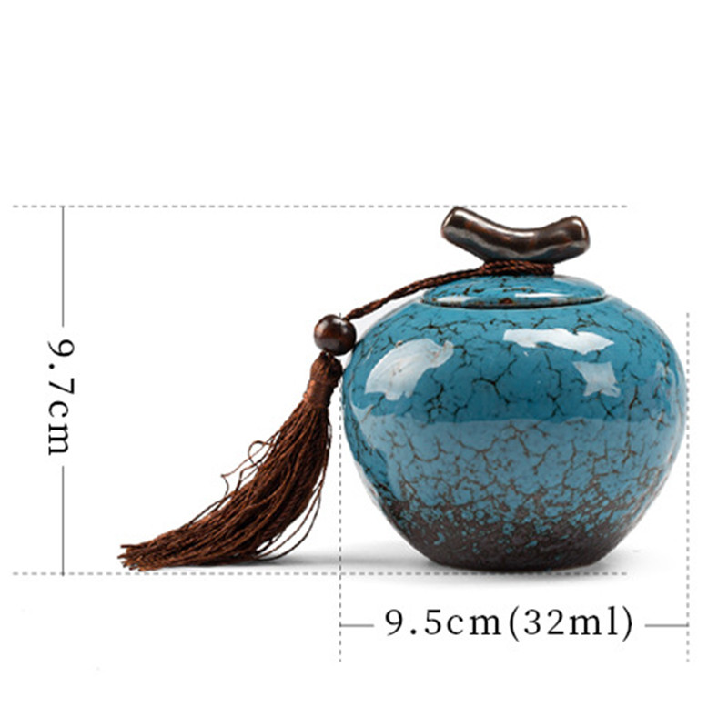 Mājdzīvnieku urnas keramikas pelnu katla krāsns mazā mini uzglabāšanas tvertnē Retro radošā keramikas pods kremēšana dzīvnieku pelnu memoriāls