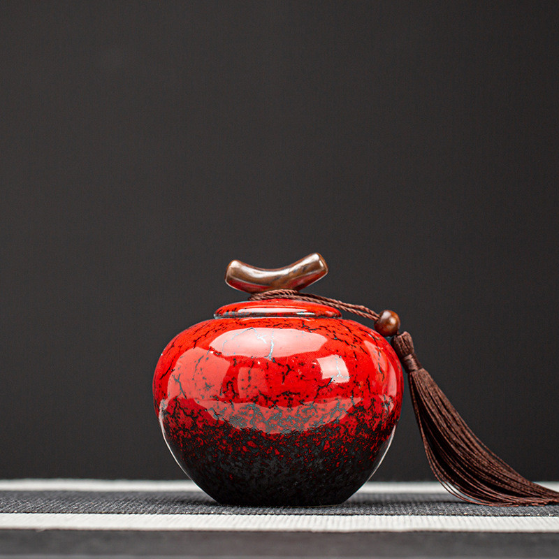 Mājdzīvnieku urnas keramikas pelnu katla krāsns mazā mini uzglabāšanas tvertnē Retro radošā keramikas pods kremēšana dzīvnieku pelnu memoriāls