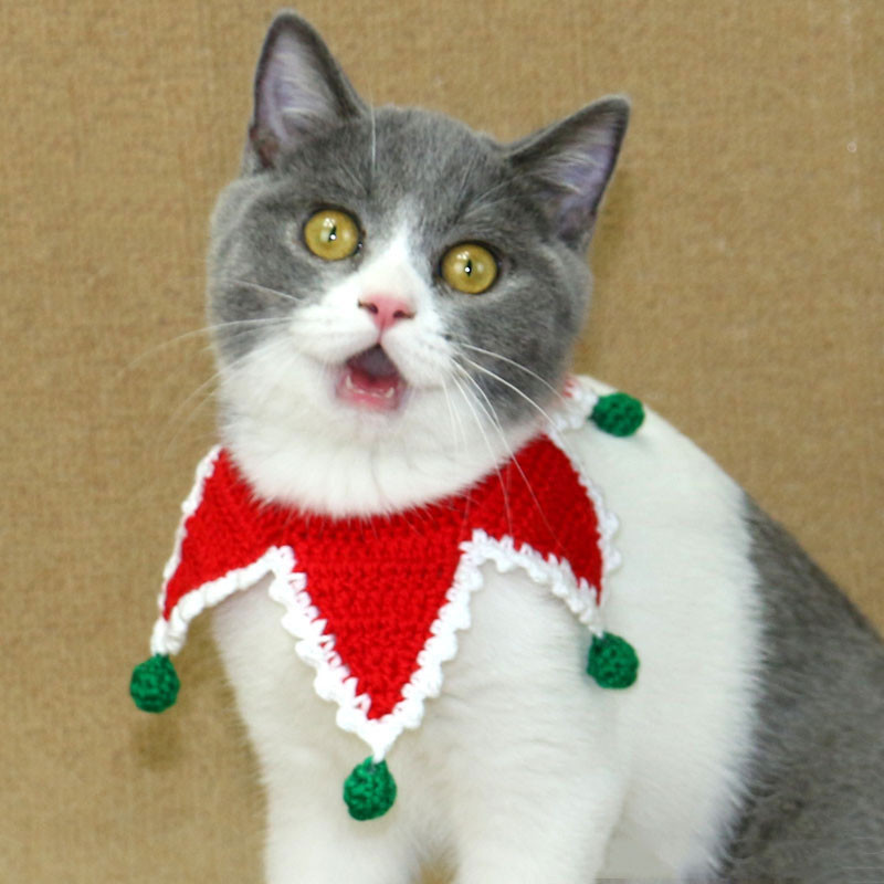 Ziemassvētku unikāla kakla siksna kaķiem Roku darbs mājdzīvnieku kaķēnu aksesuāri Mazie suņi Kaklarota Trikotāžas Kaķu kaklasiksna Mājdzīvnieku produktu vairumtirdzniecība