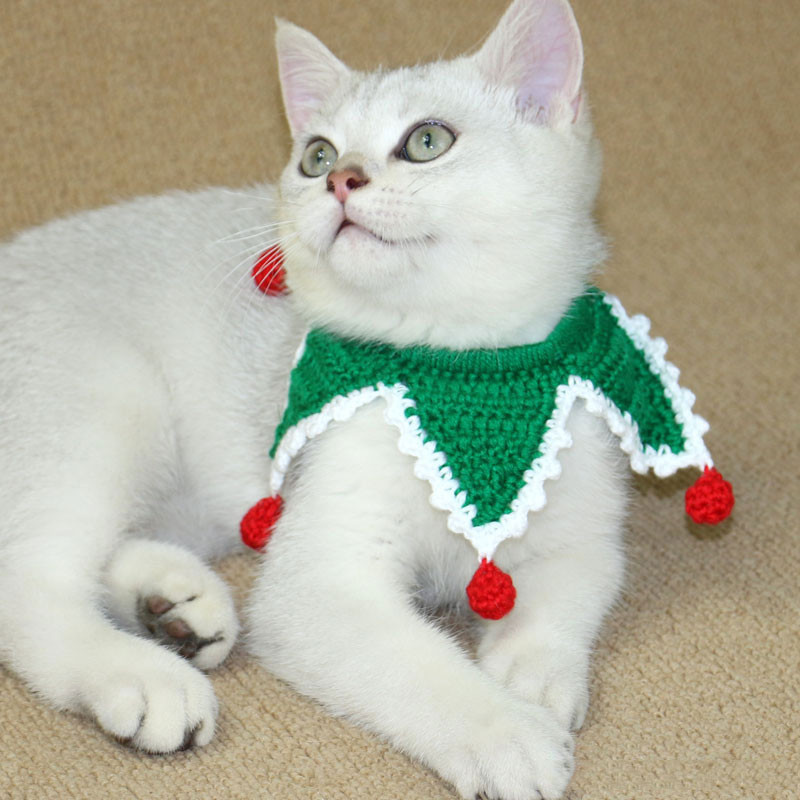 Ziemassvētku unikāla kakla siksna kaķiem Roku darbs mājdzīvnieku kaķēnu aksesuāri Mazie suņi Kaklarota Trikotāžas Kaķu kaklasiksna Mājdzīvnieku produktu vairumtirdzniecība