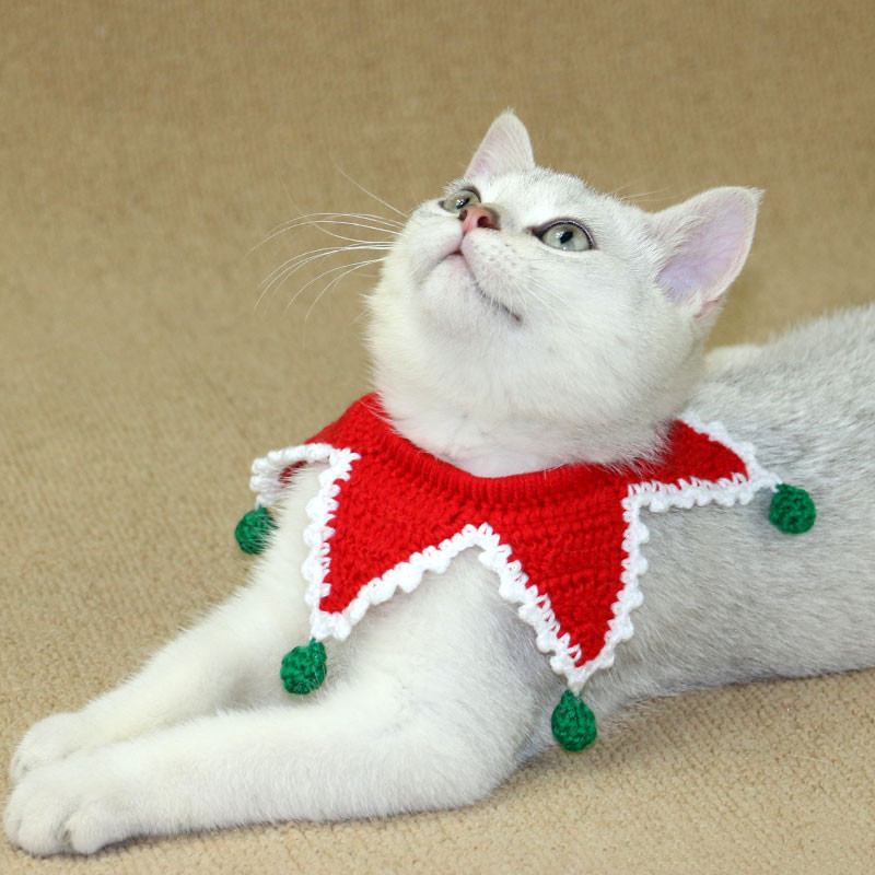 Ziemassvētku unikāla kakla siksna kaķiem Roku darbs mājdzīvnieku kaķēnu aksesuāri Mazie suņi Kaklarota Trikotāžas Kaķu kaklasiksna Mājdzīvnieku produktu vairumtirdzniecība