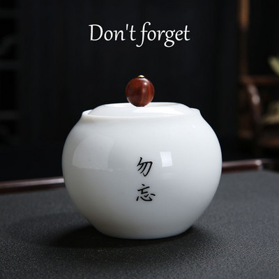 Mājdzīvnieku urna suet nefrīta balta porcelāna keramikas kremācijas burka mini trompetes aizzīmogota burka uzglabāšanas burka suvenīru nefrīta kā porcelāns