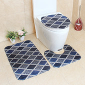 Zeegle Geometric Pattern 3Pcs Set kupaonskih prostirki za kupaonicu Neklizajuće WC prostirke Podnožje Poklopac tepiha Poklopac WC školjke Tepih Kupaonski set