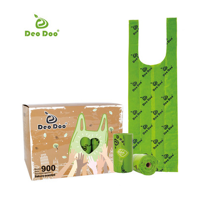 Vrećica za pseći izmet s ručkom Biorazgradiva debela vrećica za izmet kućnih ljubimaca s mirisom sakure, punjenje u rolama s dozatorom