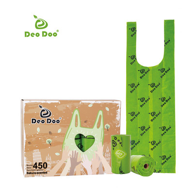 Vrećica za pseći izmet s ručkom Biorazgradiva debela vrećica za izmet kućnih ljubimaca s mirisom sakure, punjenje u rolama s dozatorom