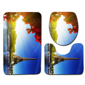 Zeegle Tower Printed 3Gb Tualetes paklāju komplekts Neslīdošs Pjedestāls Paklāji Vāks Tualetes Pārklājums Vannas Paklājiņu Komplekts Vannas Paklāji Dušas Paklājiņi