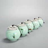 Zen urna za kućne ljubimce od celadona mala prijenosna memorijalna keramička zatvorena staklenka od lišća životinjskog pepela