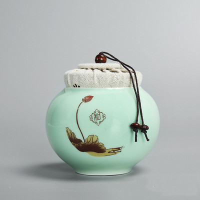 Zen urna za kućne ljubimce od celadona mala prijenosna memorijalna keramička zatvorena staklenka od lišća životinjskog pepela