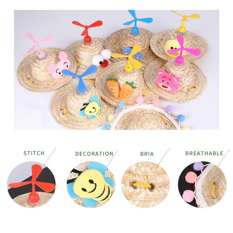 Vruće ljeto, smiješni slamnati mačji šešir Must Out Bambusov vilin konjic Dodaci za mače Šešir za sunčanje Fantazija za psa Slatki kostim za ljubimce Cosplay