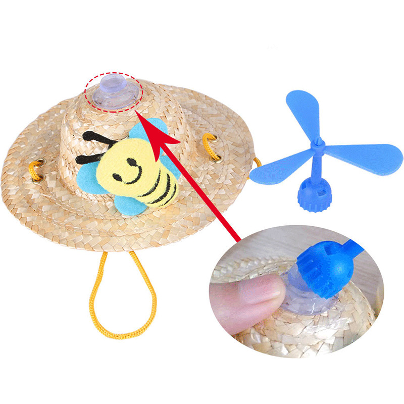 Vruće ljeto, smiješni slamnati mačji šešir Must Out Bambusov vilin konjic Dodaci za mače Šešir za sunčanje Fantazija za psa Slatki kostim za ljubimce Cosplay