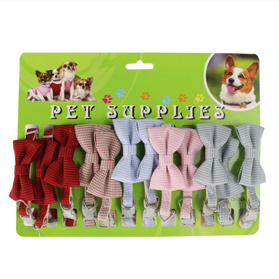 12 kom/lot Ogrlice s leptir kravatom za pse Podesivi remen Karirani ružičasti dodaci za štene Kravata Klasična ogrlica za mačke Proizvodi za kućne ljubimce