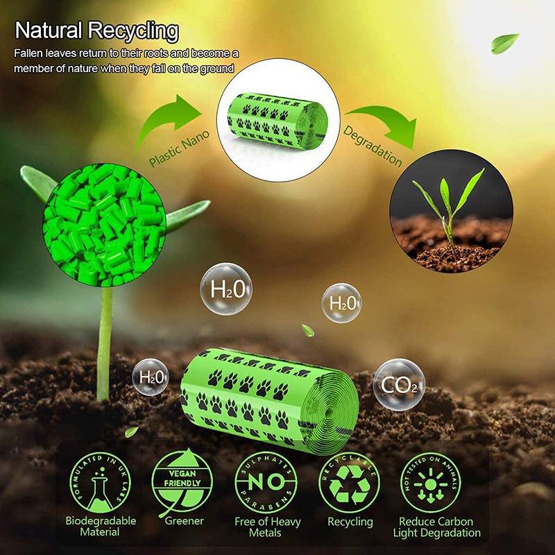 Benepaw biorazgradive vrećice za pseći izmet Ekološke, nepropusne, kvalitetne, debele, jake vrećice za otpad od kućnih ljubimaca 120/300 komada lako se trgaju