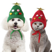 Mīksts kokvilnas kaķu kospleja kostīms Ziemassvētku eglītes cepure Ziemassvētku vecītis jauki suņi Kaklarota Šņores Regulējami kaķu aksesuāri
