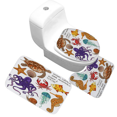 Isprintani set kupaonskih tepiha Prostirka od mikrovlakana Upijajući toaletni tepih Komplet kupaonskih tepiha Moderna prostirka za kupaonicu Neklizajuća podna prostirka