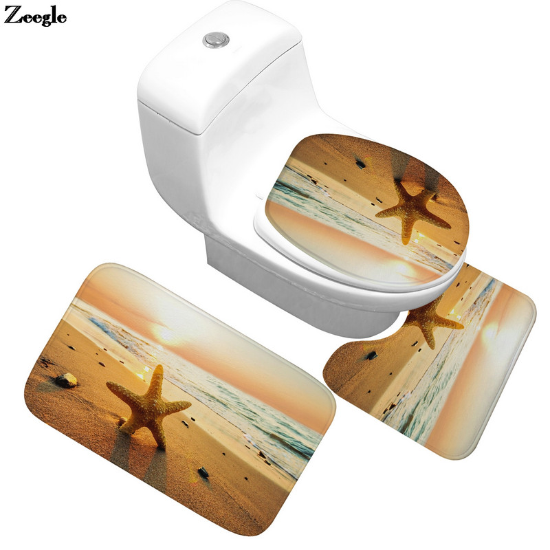 Isprintani set kupaonskih tepiha Prostirka od mikrovlakana Upijajući toaletni tepih Komplet kupaonskih tepiha Moderna prostirka za kupaonicu Neklizajuća podna prostirka