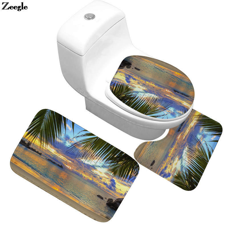 Isprintani set kupaonskih tepiha Prostirka od mikrovlakana Upijajući toaletni tepih Komplet kupaonskih tepiha Moderna prostirka za kupaonicu Neklizajuća podna prostirka