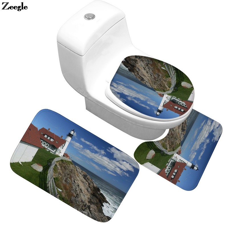 Isprintani set kupaonskih tepiha Prostirka od mikrovlakana Upijajući toaletni tepih Komplet kupaonskih tepiha Moderna prostirka za kupaonicu Neklizajuća podna prostirka