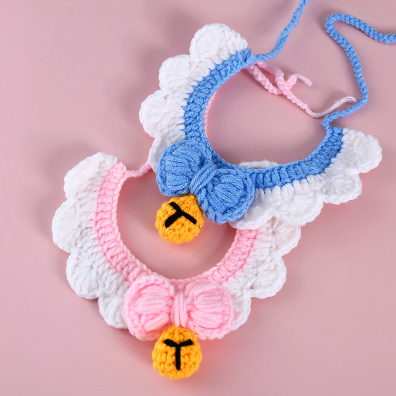 Posebno pletene ogrlice za kućne ljubimce za male pse Mlijeko Pamuk Ručno izrađeni dodaci za pse Podesiva srednja ogrlica od francuskog buldoga