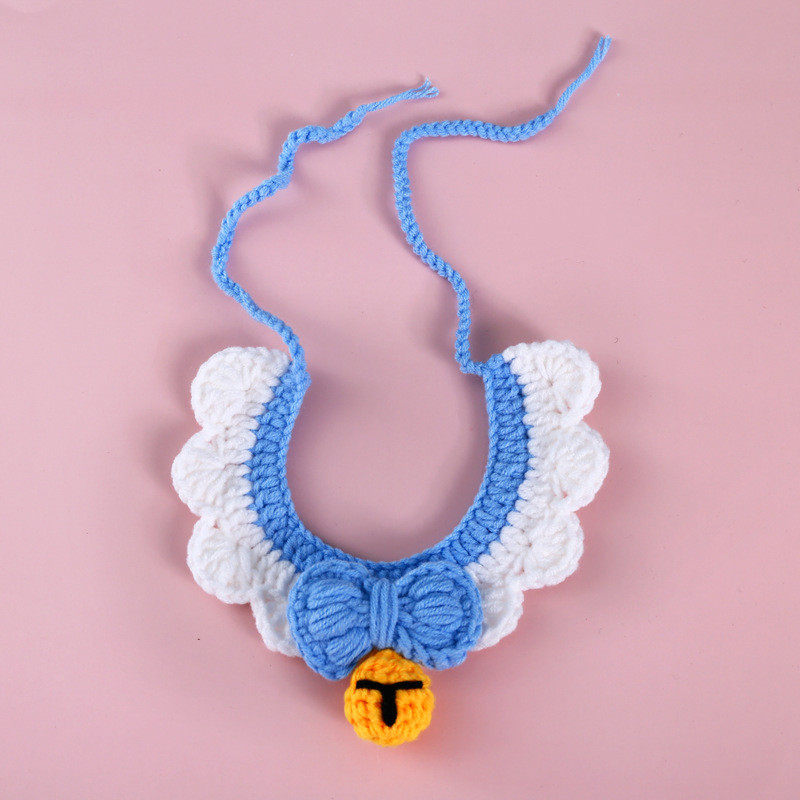 Posebno pletene ogrlice za kućne ljubimce za male pse Mlijeko Pamuk Ručno izrađeni dodaci za pse Podesiva srednja ogrlica od francuskog buldoga