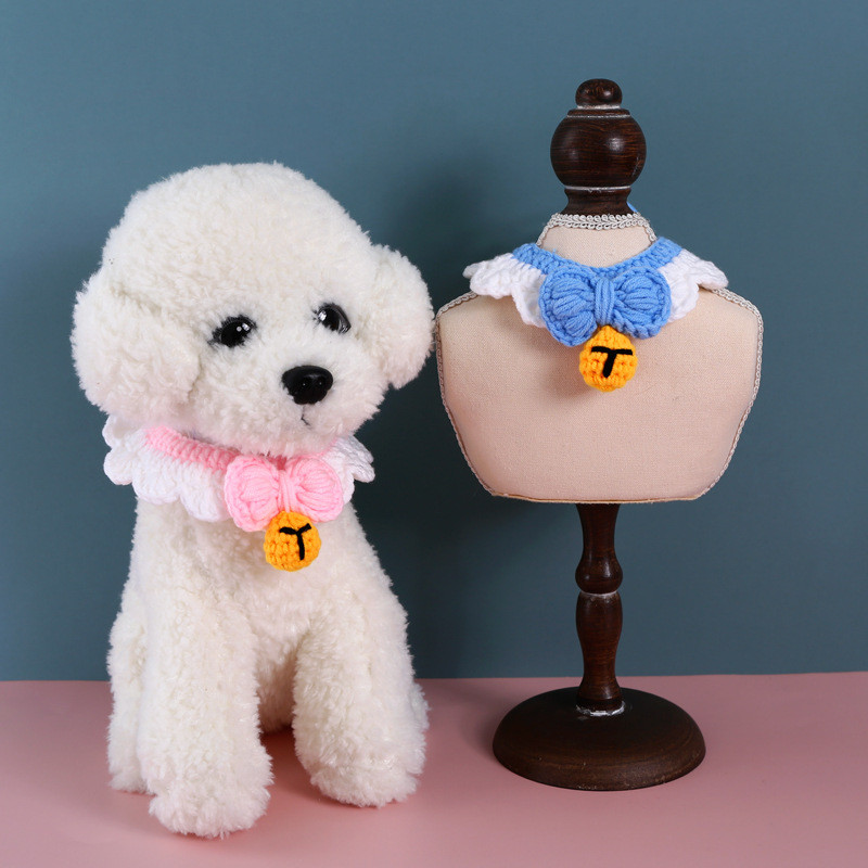 Posebno pletene ogrlice za kućne ljubimce za male pse Mlijeko Pamuk Ručno izrađeni dodaci za pse Podesiva srednja ogrlica od francuskog buldoga